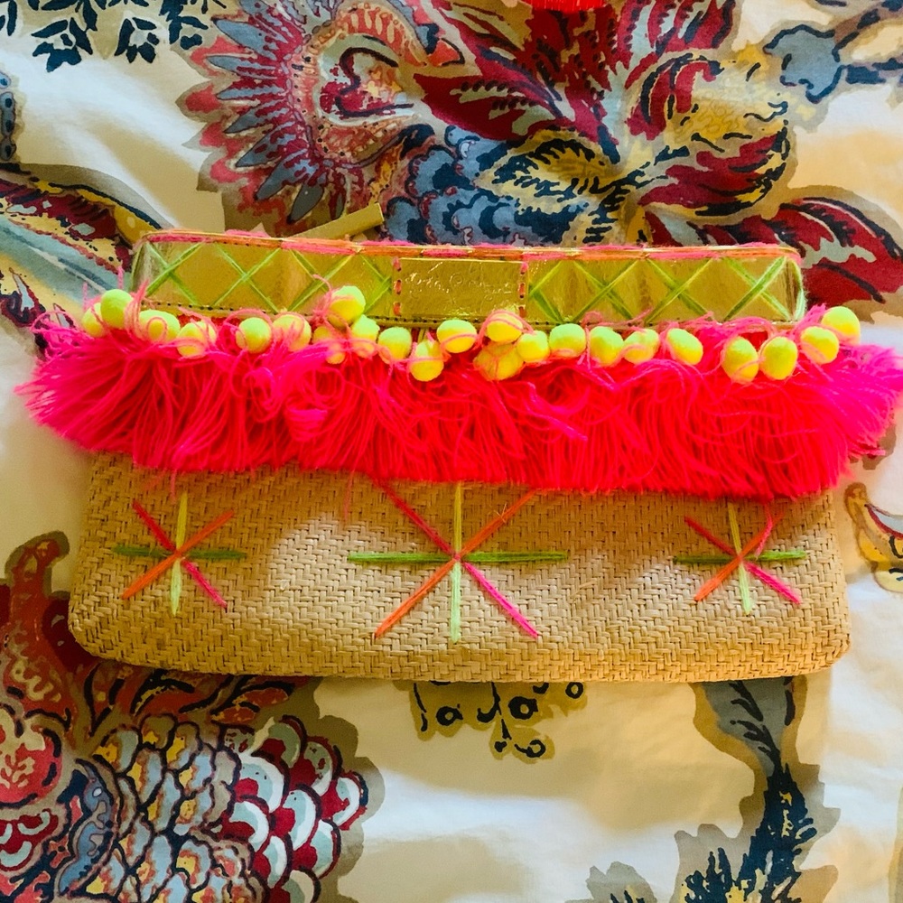 Lilly Pulitzer Straw Clutch Purse